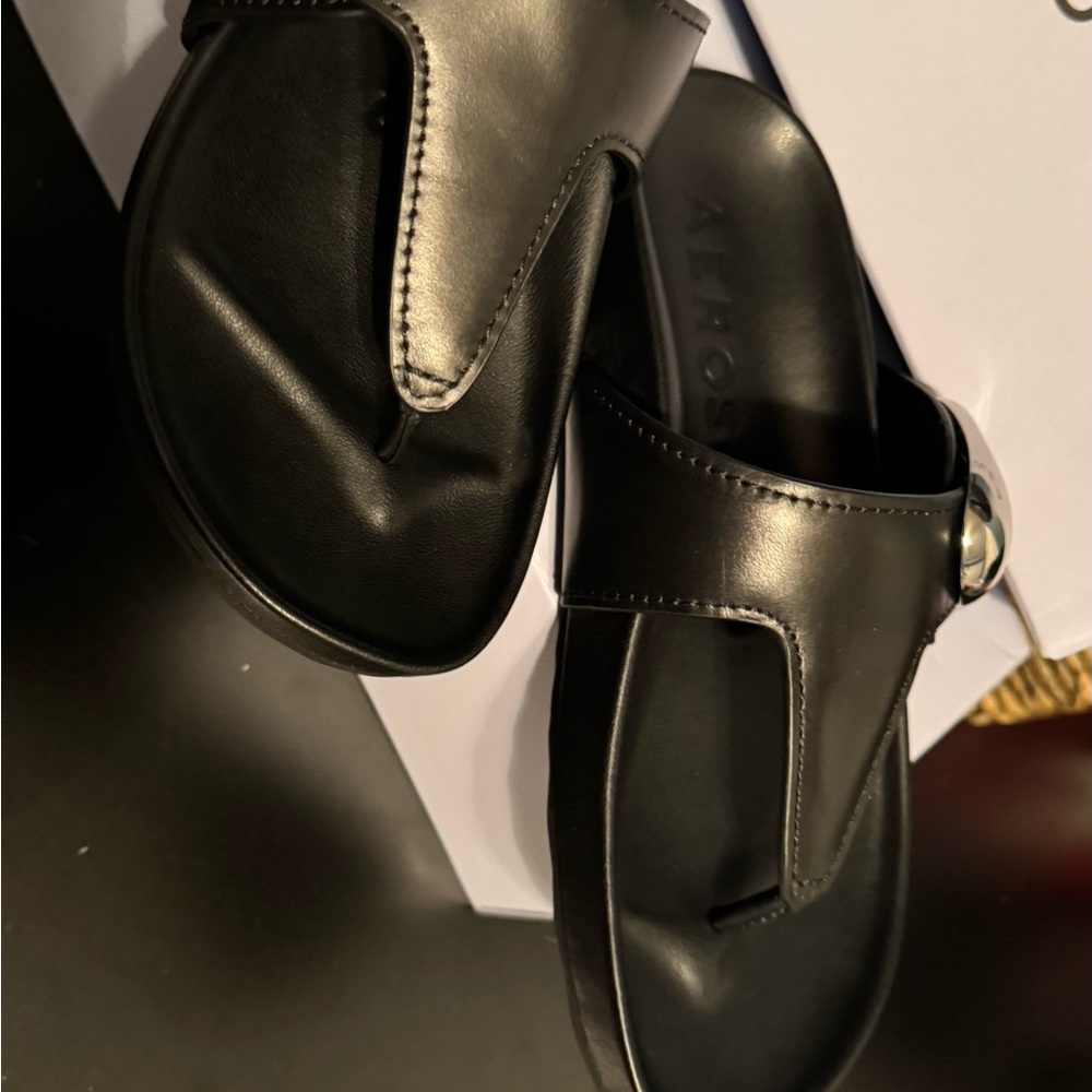Aerosoles Black Sandals with Silver Buckle - Picture 8 of 11